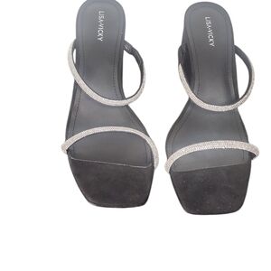 Lisa Vicky‎ Black and Silver Strappy Heels